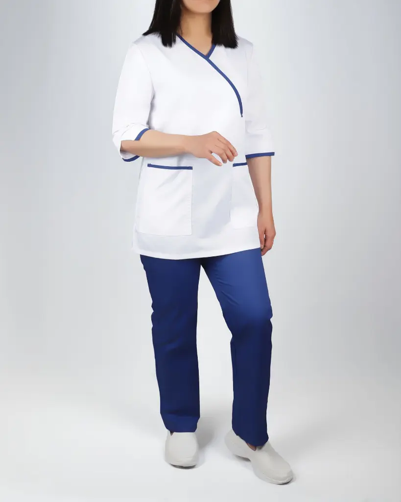 Georgia Uniforms - Cross Neck White-Navy