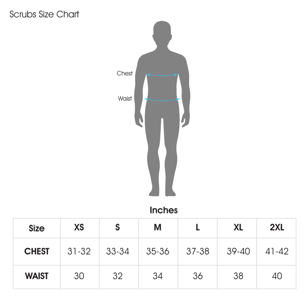 Long Sleeve Self Elastic Scrub Size Chart