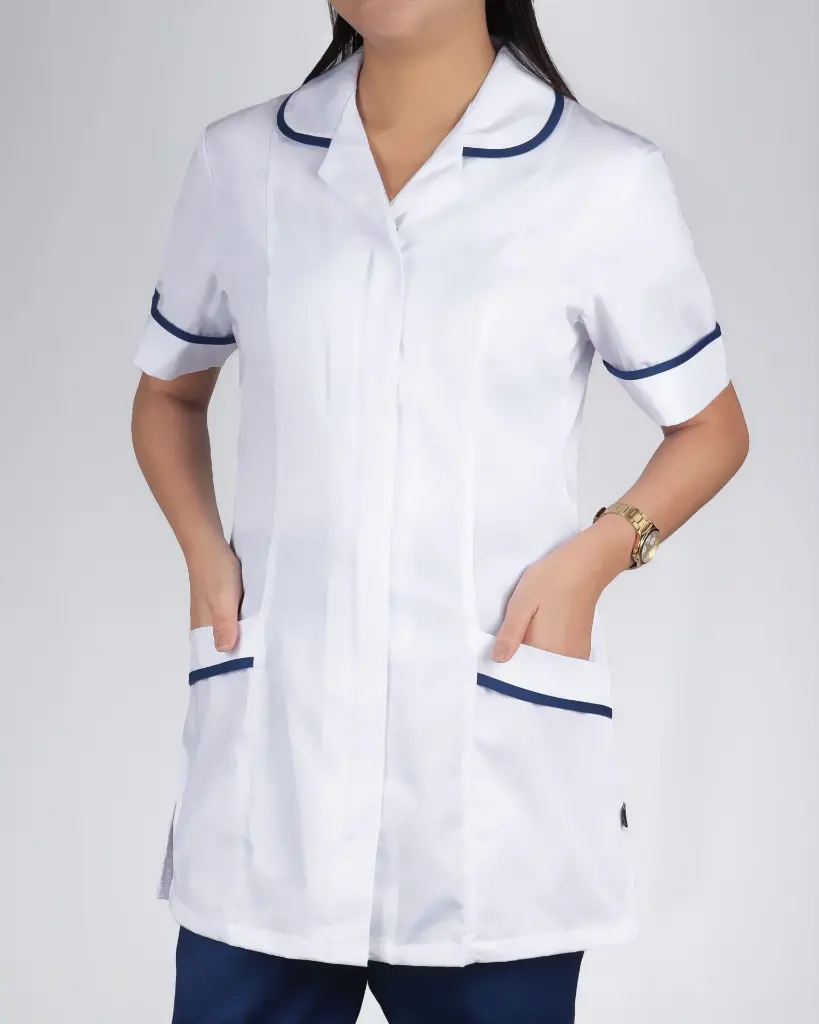 Georgia Uniforms - Round Collar White-Navy