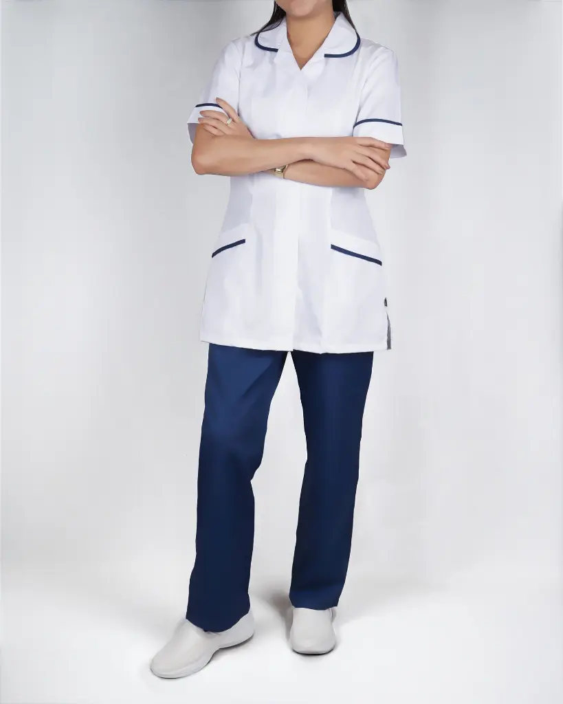 Georgia Uniforms - Round Collar White-Navy