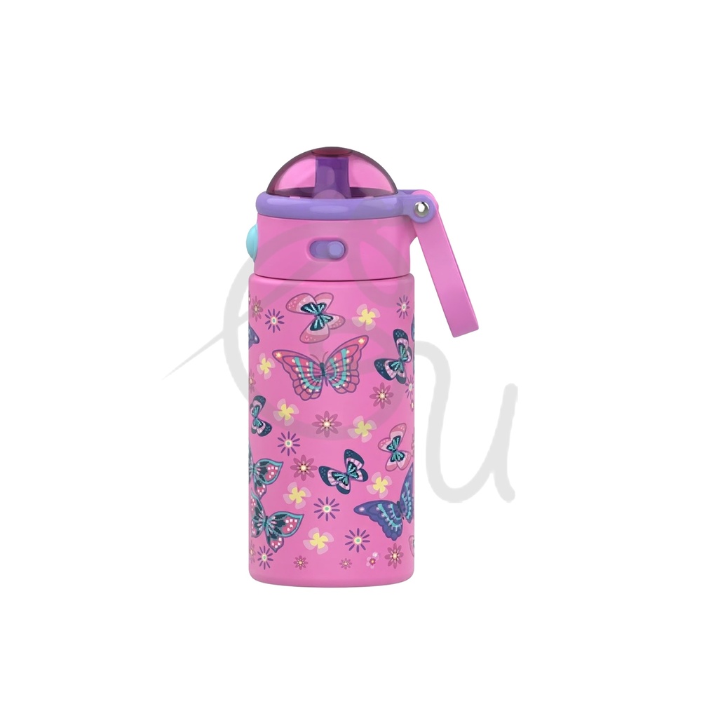 Butterflies Bottle with Straw