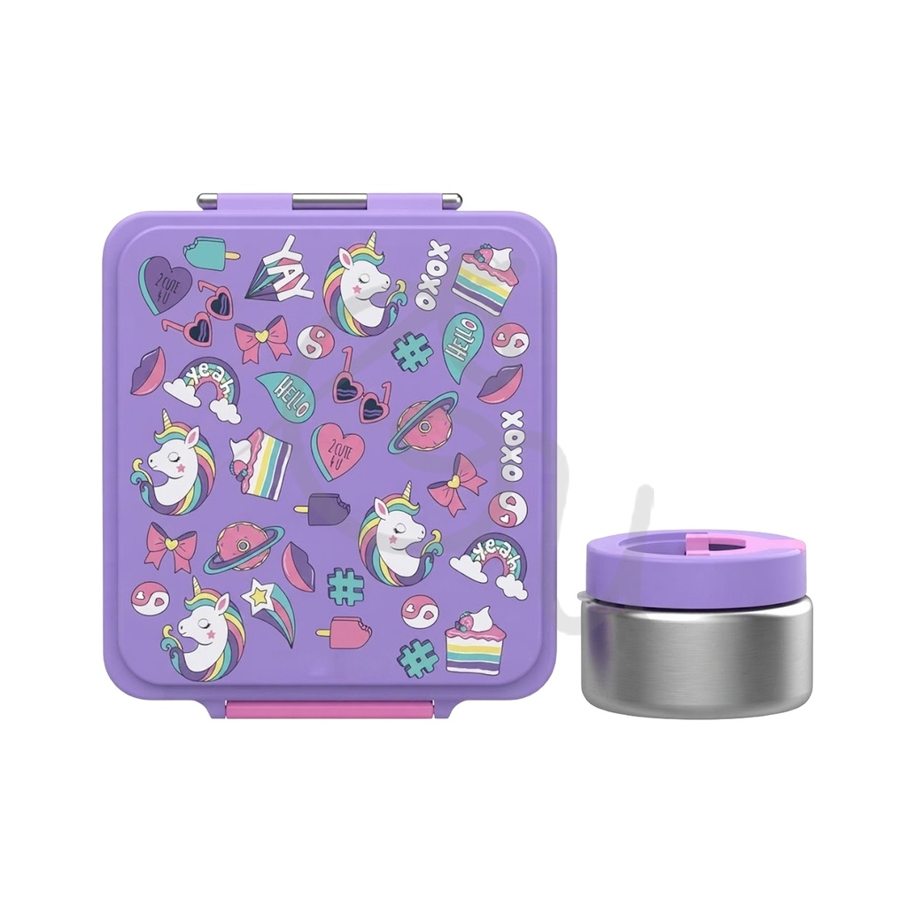 Purple Unicorn Bento Box with Container