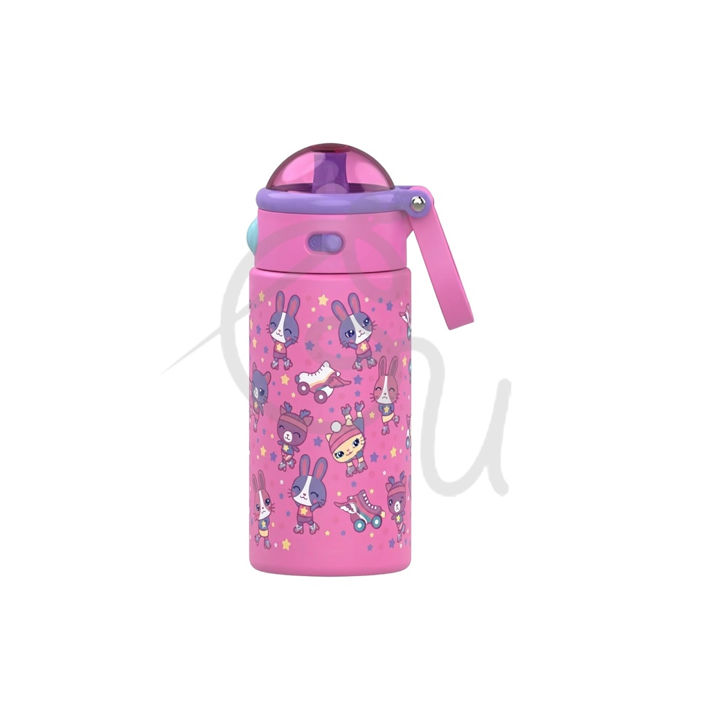 Pink Rabbits Bottle with Straw