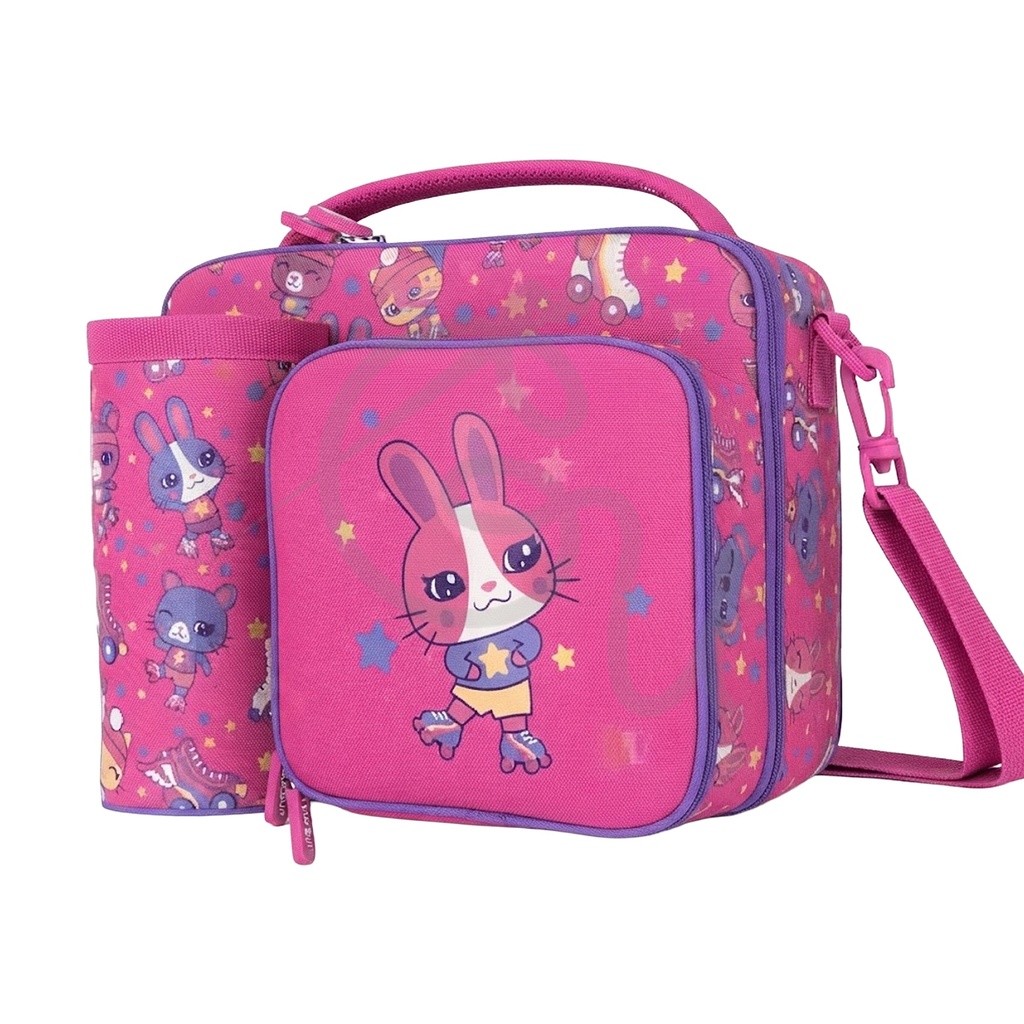 Pink Rabbits Lunch Bag with Front Pocket