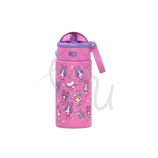 Pink Rabbits Bottle with Straw